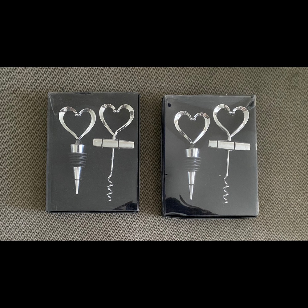 Heart wine corkscrew and bottle stopper.